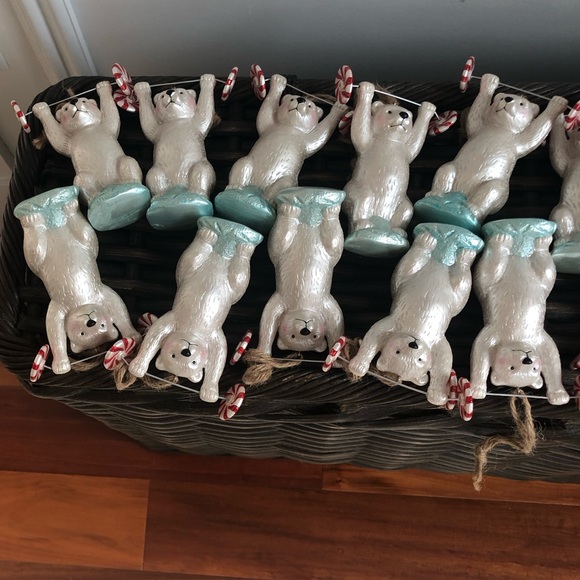Set of 24 Pottery Barn Kids Mercury Polar Bear Weight Lifter Ornaments - Picture 6 of 7